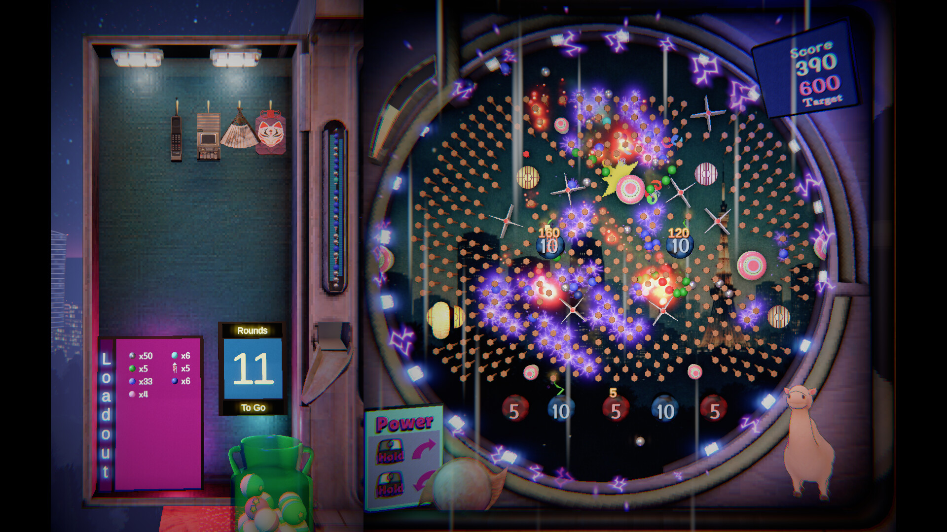The pachinko board in Pop! Pachinko